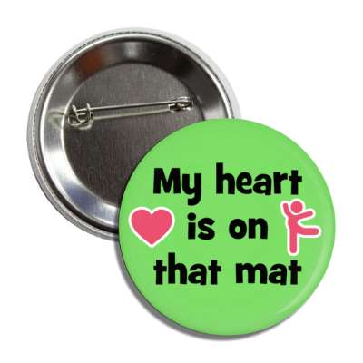 my heart is on that mat gymnastics stick figure heart button