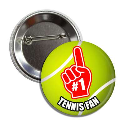 number one index pointing hand tennis fan button