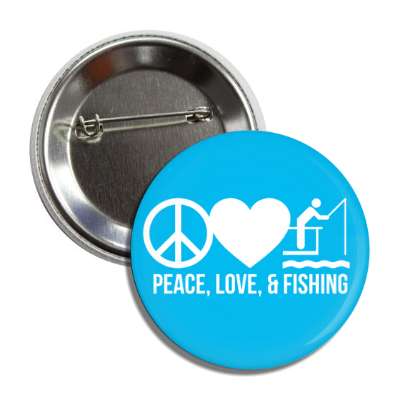 peace love and fishing symbol heart button