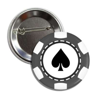 spade card suit poker chip grey button