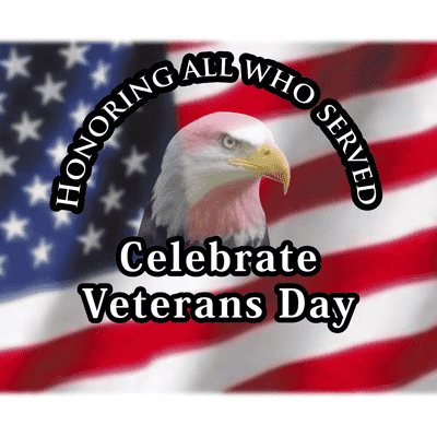 Honoring All Who Served Celebrate Veterans Day Eagle Flag Button