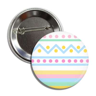 Easter Egg Design Zig Zag Dots White Button | Wacky Buttons